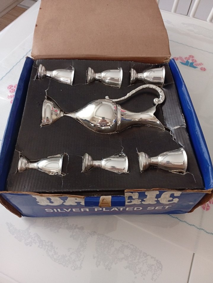 Beyaz Baskılı Gümüş Kaplama Servis Seti - Görsel 4