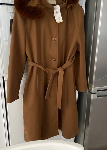 Kahverengi Kürklü Kadın Uzun Kaban - Görsel 4