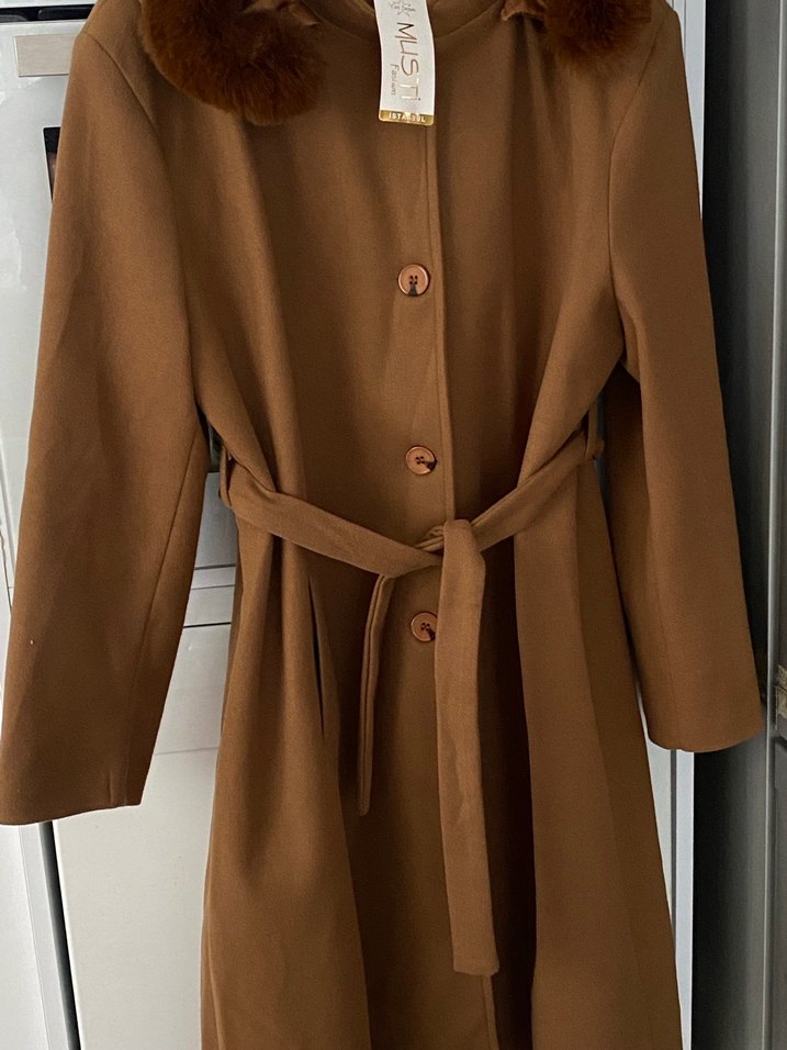 Kahverengi Kürklü Kadın Uzun Kaban - Görsel 3