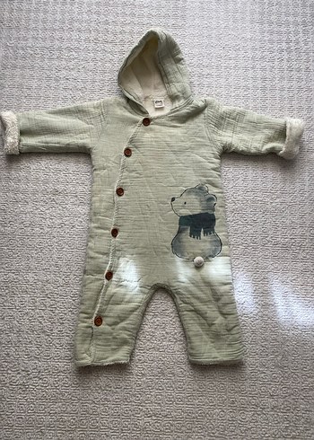 Kapüşonlu Gri Erkek Bebek Tulumu - Görsel 2