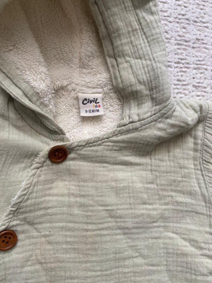 Kapüşonlu Gri Erkek Bebek Tulumu - Görsel 3