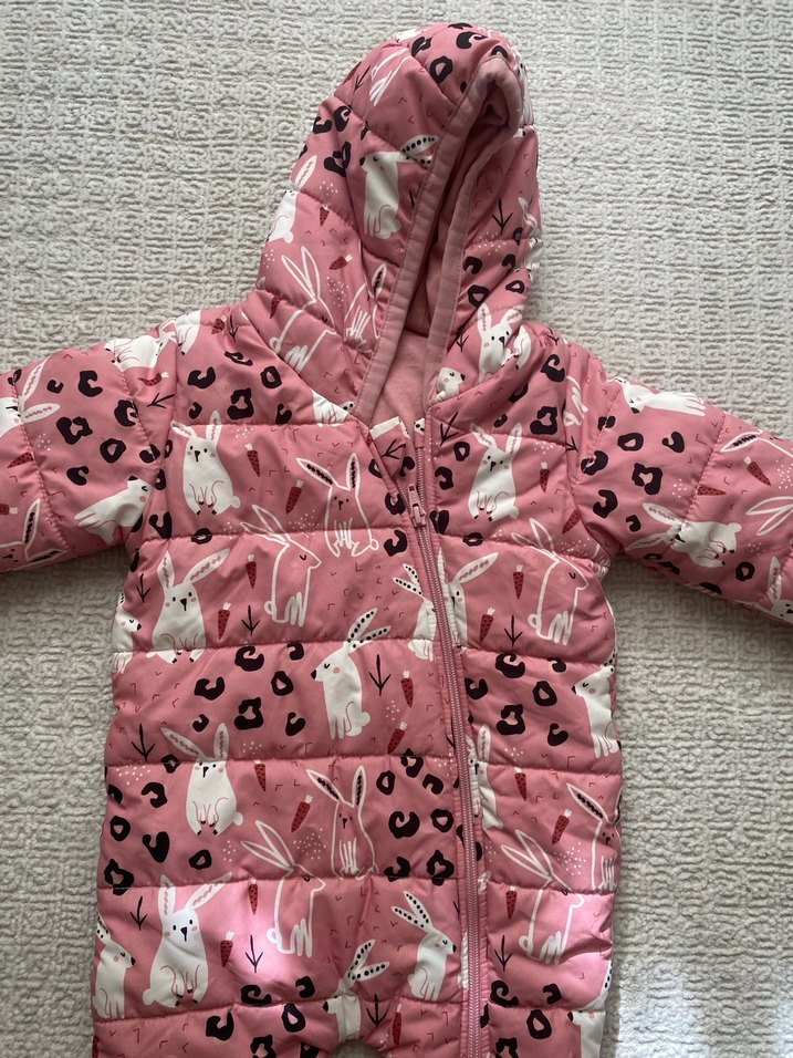 Kapüşonlu Pembe Desenli Bebek Tulumu - Görsel 2