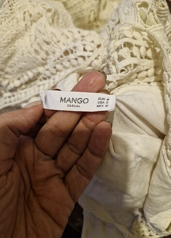 38 Beden Mango pamuklu dantel mini elbise