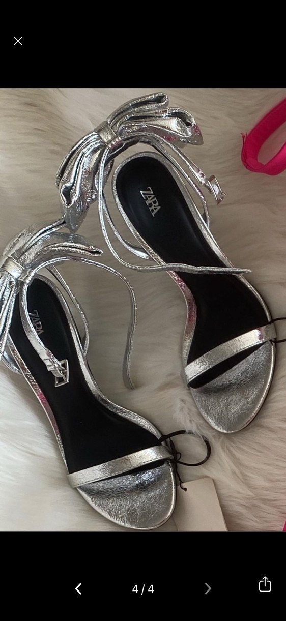 Parlak Gri Yılan Desenli Topuklu Kadın Ayakkabı - Görsel 3