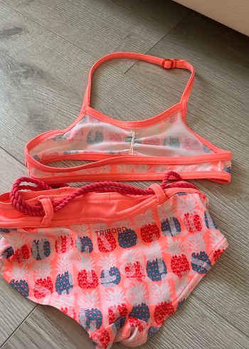 6-9 Ay Beden pembe Renk Kız Çocuk Pembe Bohem Desenli İpli Bikini