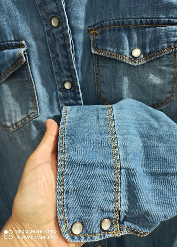 s Beden Bershka Mavi Denim Kadın Gömlek