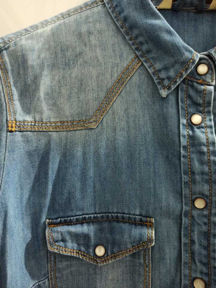 Bershka Mavi Denim Kadın Gömlek - Görsel 2