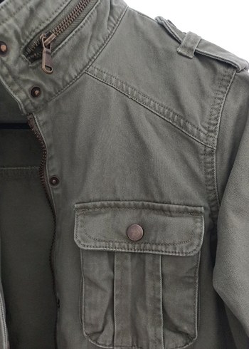 Kadın Haki Kemerli Pamuk Ceket - Görsel 4