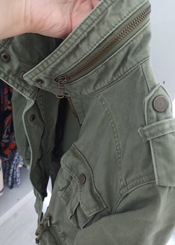 Kadın Haki Kemerli Pamuk Ceket - Görsel 6