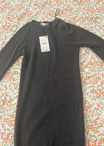 l Beden Zara mağazadan alındı etiketli Gri Triko Uzun Kadın Elbise