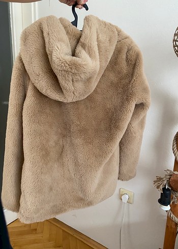 Bej Kadın Midi Peluş Ceket - Görsel 3