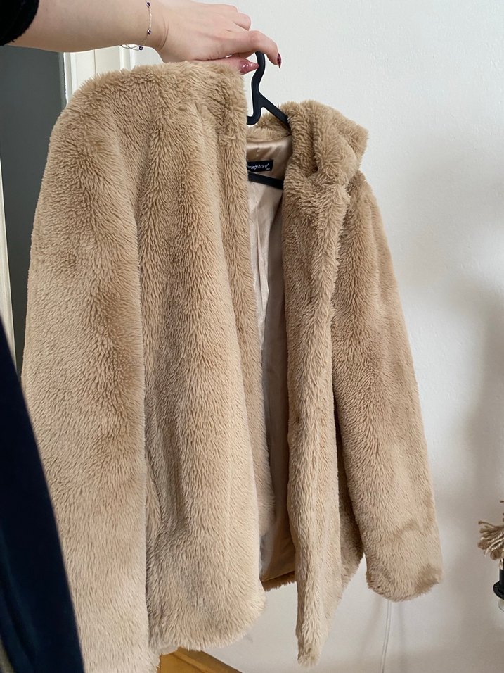 Bej Kadın Midi Peluş Ceket - Görsel 2