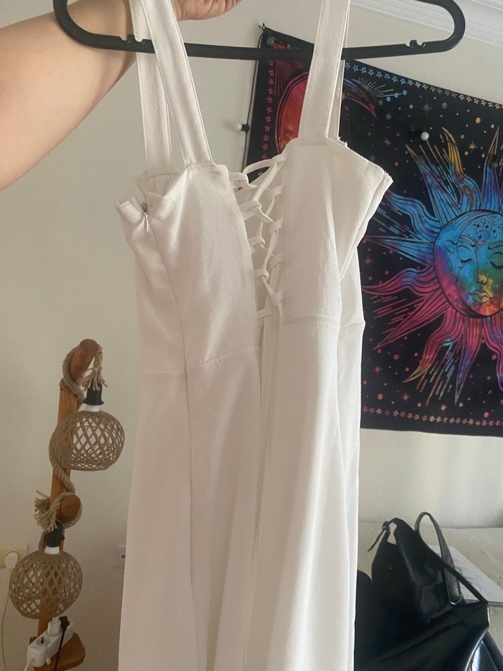 LOKADI Beyaz Mini Drapeli Aerobin Elbise - Görsel 2