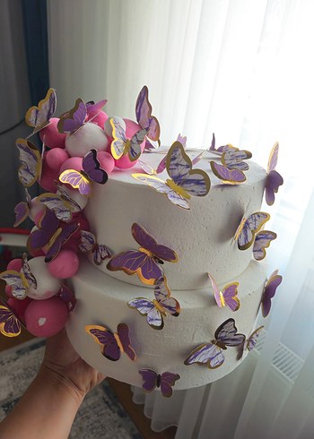 Kelebekli Pastel Parti Maket Pastası
