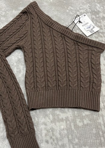 Kahverengi Triko Yarım Balıkçı Yaka krop