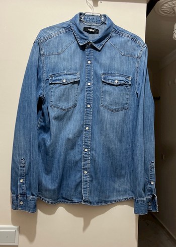 Mavi Düğmeli Erkek Denim Gömlek