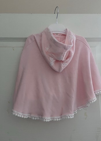 Kız Çocuk Pembe Kapüşonlu Pelerin - Görsel 2