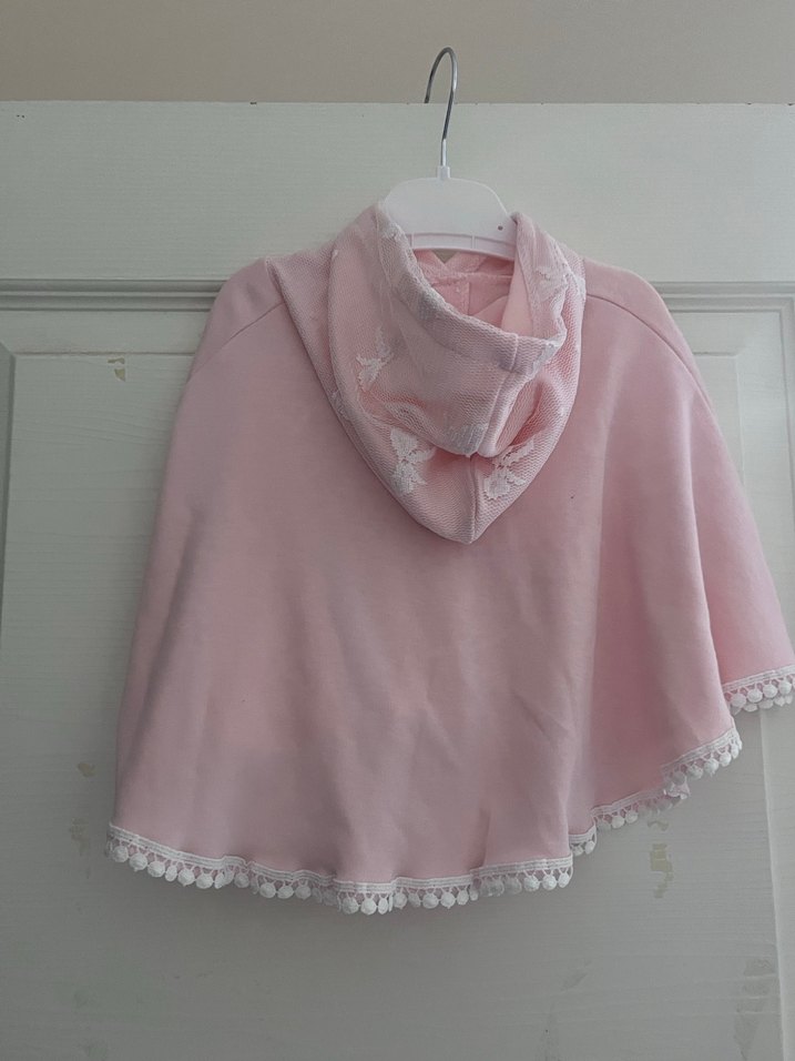 Kız Çocuk Pembe Kapüşonlu Pelerin - Görsel 2