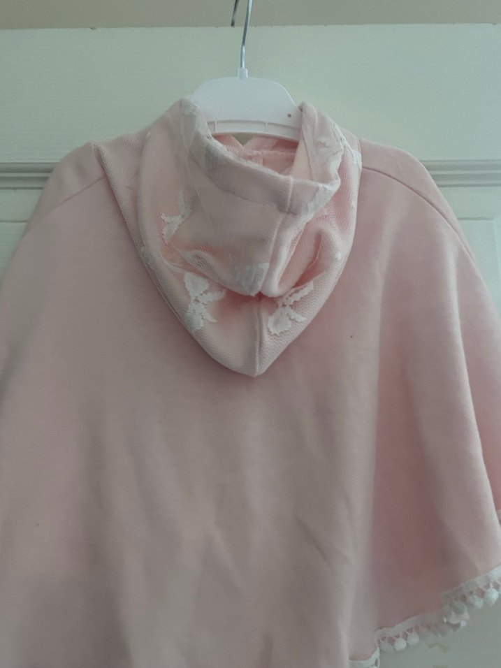 Kız Çocuk Pembe Kapüşonlu Pelerin - Görsel 3