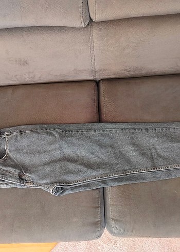 34 Beden Pull&Bear Gri Fermuarlı Kadın Denim Jean