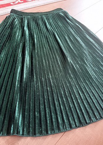 Yeşil Piliseli Midi Etek - Görsel 2