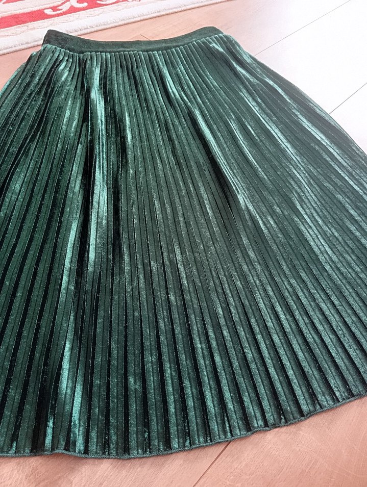 Yeşil Piliseli Midi Etek - Görsel 2