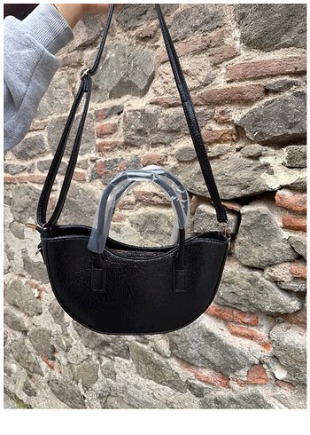 Yıkama Siyah Deri Kadın Çanta - Görsel 3