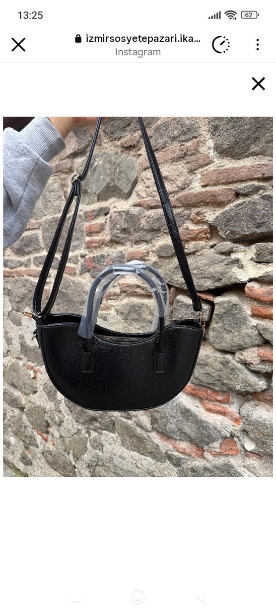 Yıkama Siyah Deri Kadın Çanta - Görsel 3