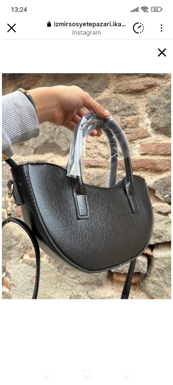 Yıkama Siyah Deri Kadın Çanta - Görsel 2
