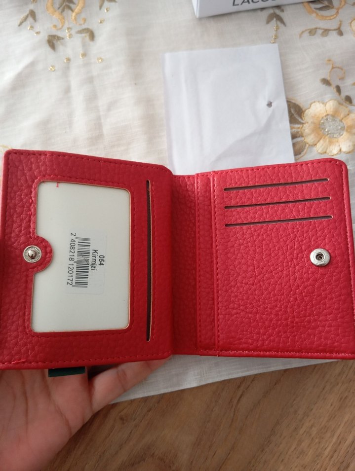 Lacoste Kırmızı Deri Kadın Cüzdan - Görsel 5