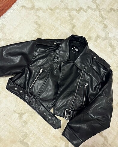 xxl Beden zara suni deri crop biker ceket