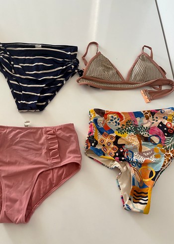 Pembe Strappy Bohem Bikini Üstü ve altlar