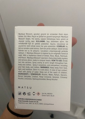 Matsu Mystique Blossom Saç Parfümü 50ml - Görsel 3