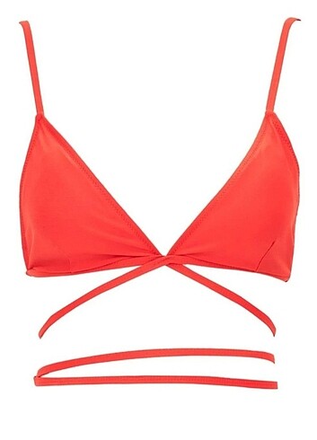 Kırmızı bağlama detaylı bikini üstü