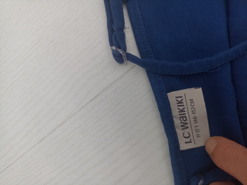 Nakışlı ve Boncuklu Lacivert Kız Elbisesi - Görsel 2