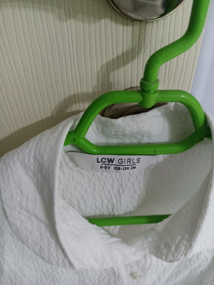 Beyaz Keten Kısa Kollu Gömlek - Görsel 2