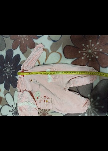 Pembe Dantel Detaylı Nakışlı Bebek Tulumu - Görsel 6