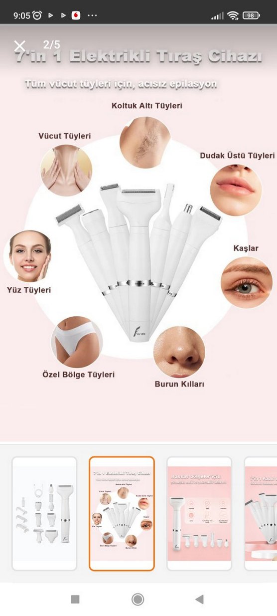 Beyaz Çok Başlıklı Epilatör Seti - Görsel 2