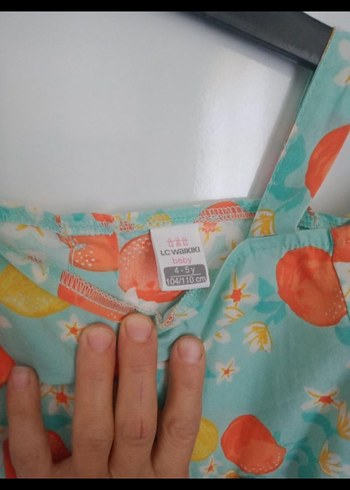 Kız Çocuk Turuncu Desenli Kısa Kollu Elbise - Görsel 2