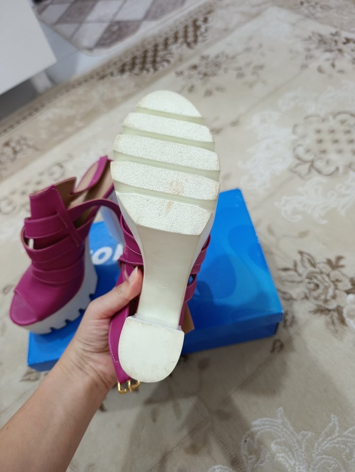 Pembe Platform Topuklu Kadın Ayakkabı - Görsel 3