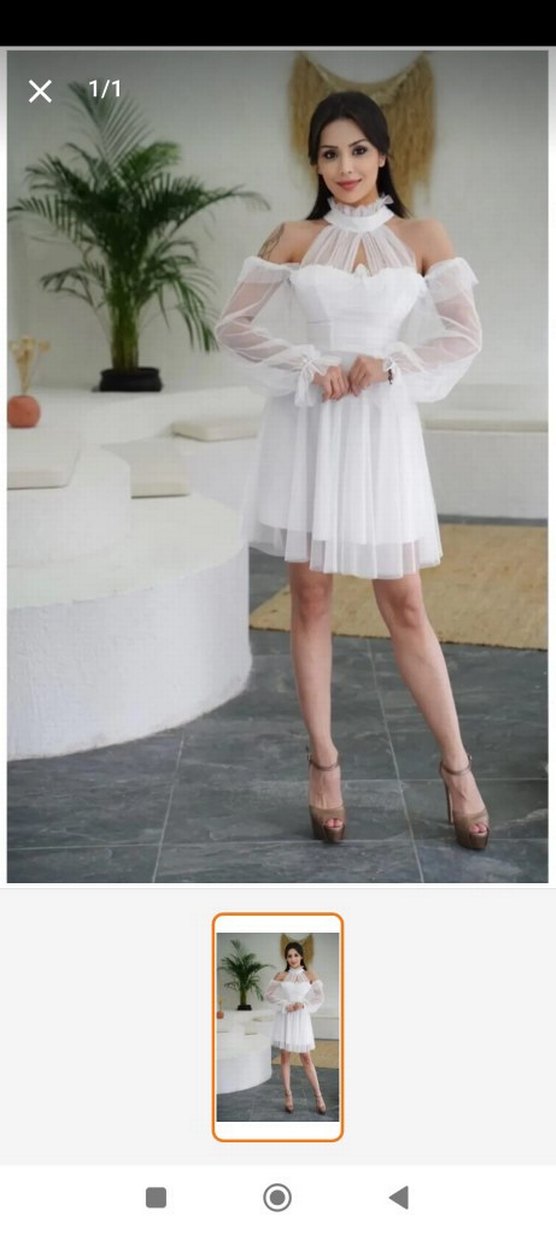 Beyaz Straplez Uzun Kollu Mini Gelinlik/ after party elbisesi - Görsel 5