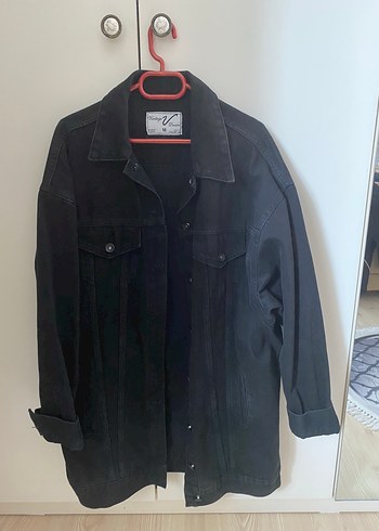 Siyah Uzun Kesim Kadın Denim Ceket