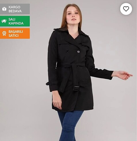 Siyah Kruvaze Trençkot
