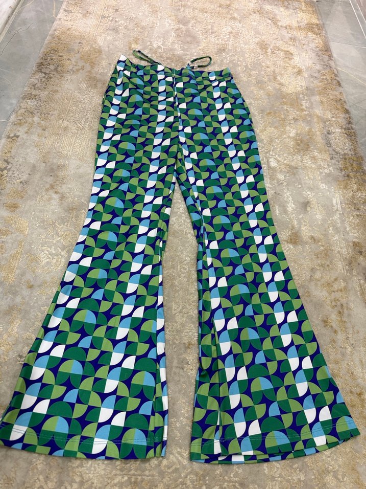 Kadın Çok Renkli Midi Salaş Örme Pantolon - Görsel 2