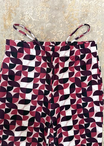 Bordo Desenli Kadın İspanyol Paça Pantolon - Görsel 3