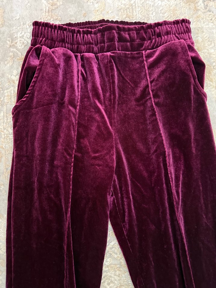 Bordo Kadın Peluş Detaylı Rahat Kesim Eşofman - Görsel 3