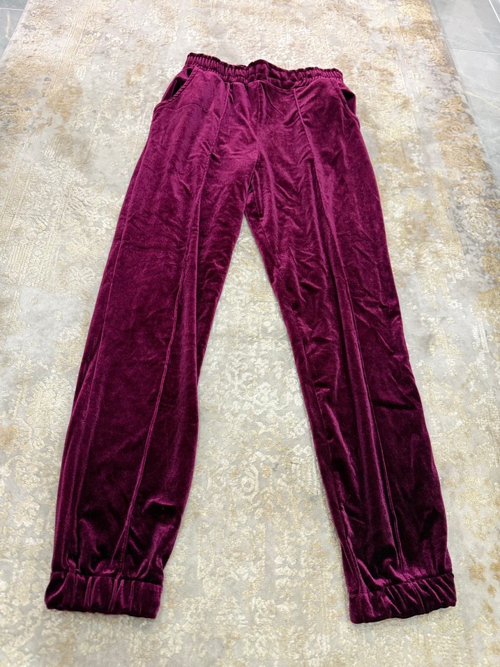 Bordo Kadın Peluş Detaylı Rahat Kesim Eşofman - Görsel 2