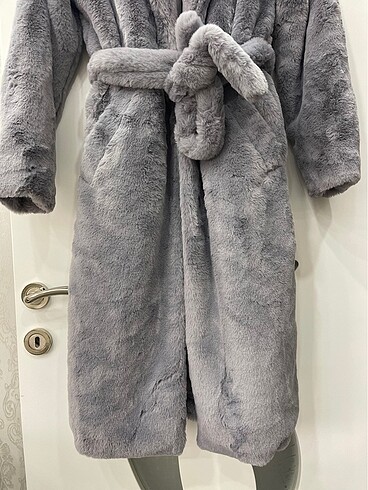 s Beden gri Renk H&M gri suni kürk peluş kaban palto