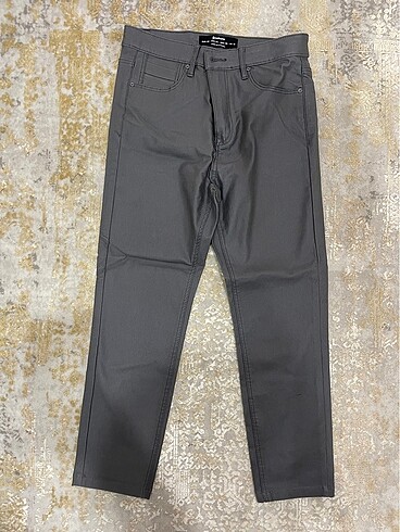Stradivarius Gri Jean Kot Nubuk Pantolon