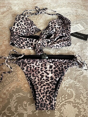 36 Beden camel Renk TrendyolMilla leopar bikini takımı